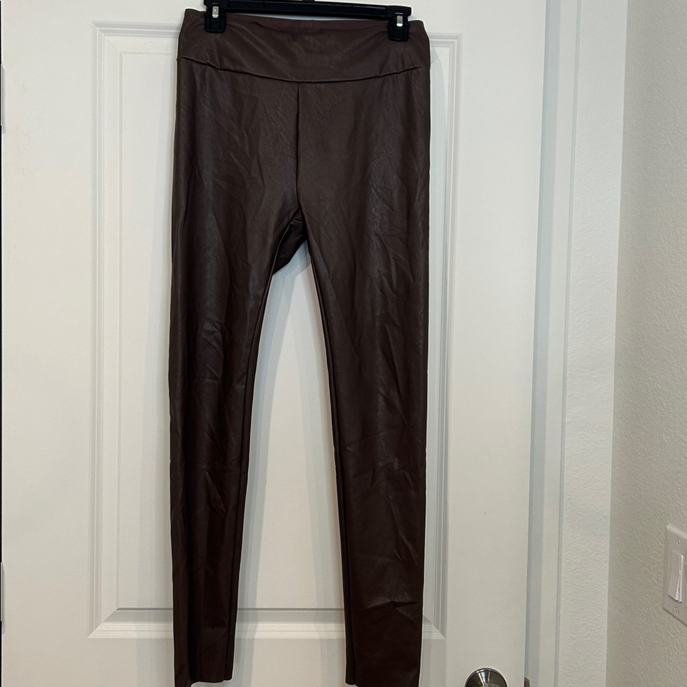 Splendid Faux Leather Leggings Chocolate